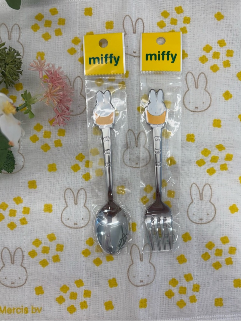 Miffy Kids Stainless Steel Spoon & Fork Set with Yellow Miffy Accents